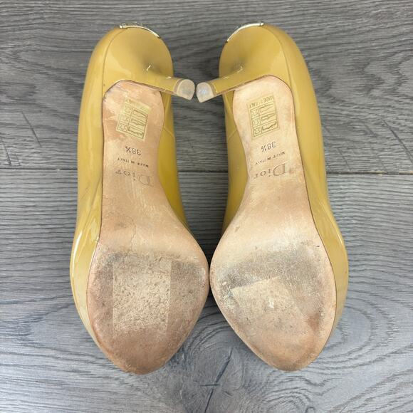 Christian Dior Beige Leather Peep Toe Stiletto Pump High Heels Women's 8 / 38.5 - Picture 8 of 11